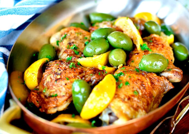 Курица, в духовке с лимоном и оливками по-ливански фото