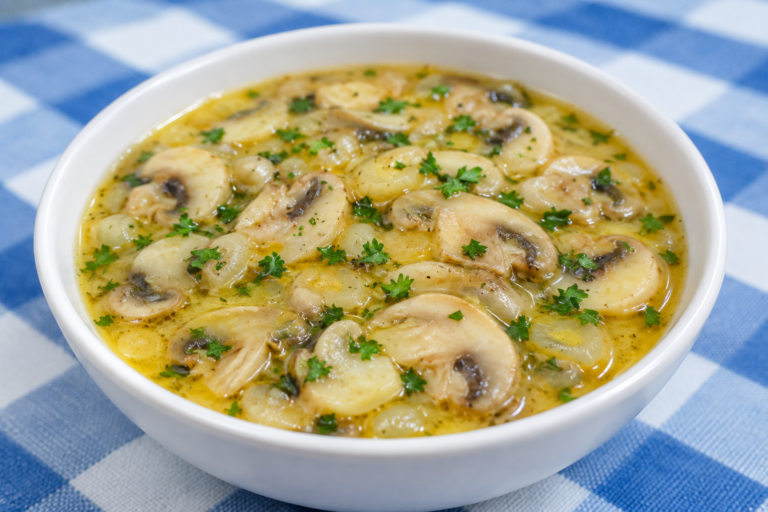 Соус берси с шампиньонами в белой миске
